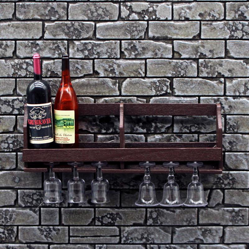 Home Bar Stand - 1 takım Dollhouse simülasyon duvara monte