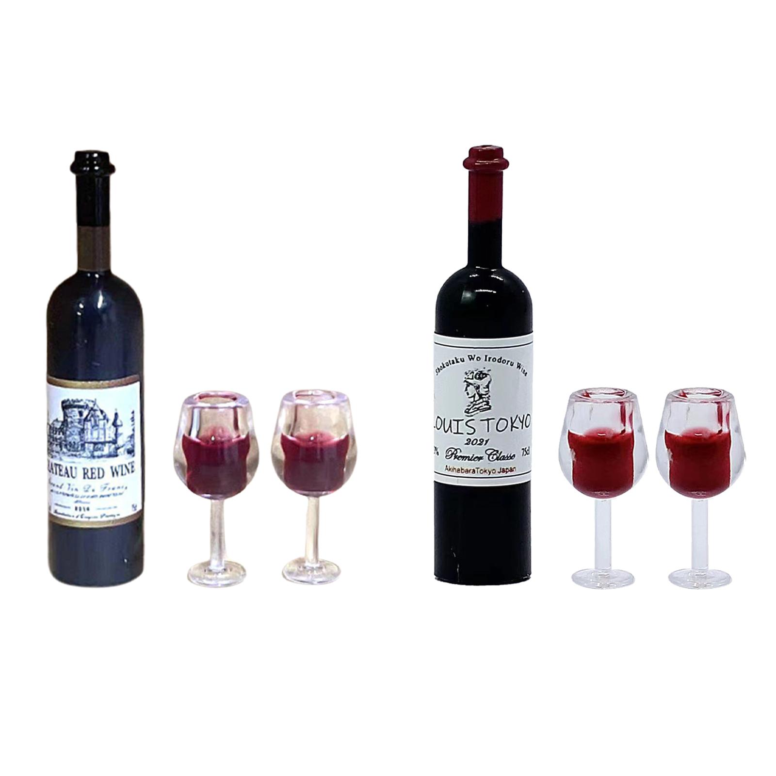 Home Bar Supplies - 1/12 Ölçekli Dollhouse şarap şişesi Bardak