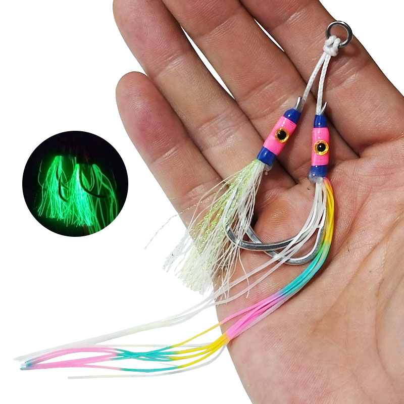 2 çift/torba Glow Jig Yem Kanc - Jigger Double Sided incelemesi ve fiyatı