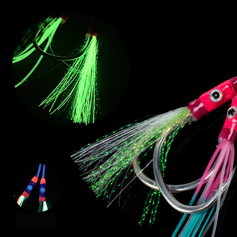 2 çift/torba Glow Jig Yem Kanc - Jigger Double Sided incelemesi ve fiyatı
