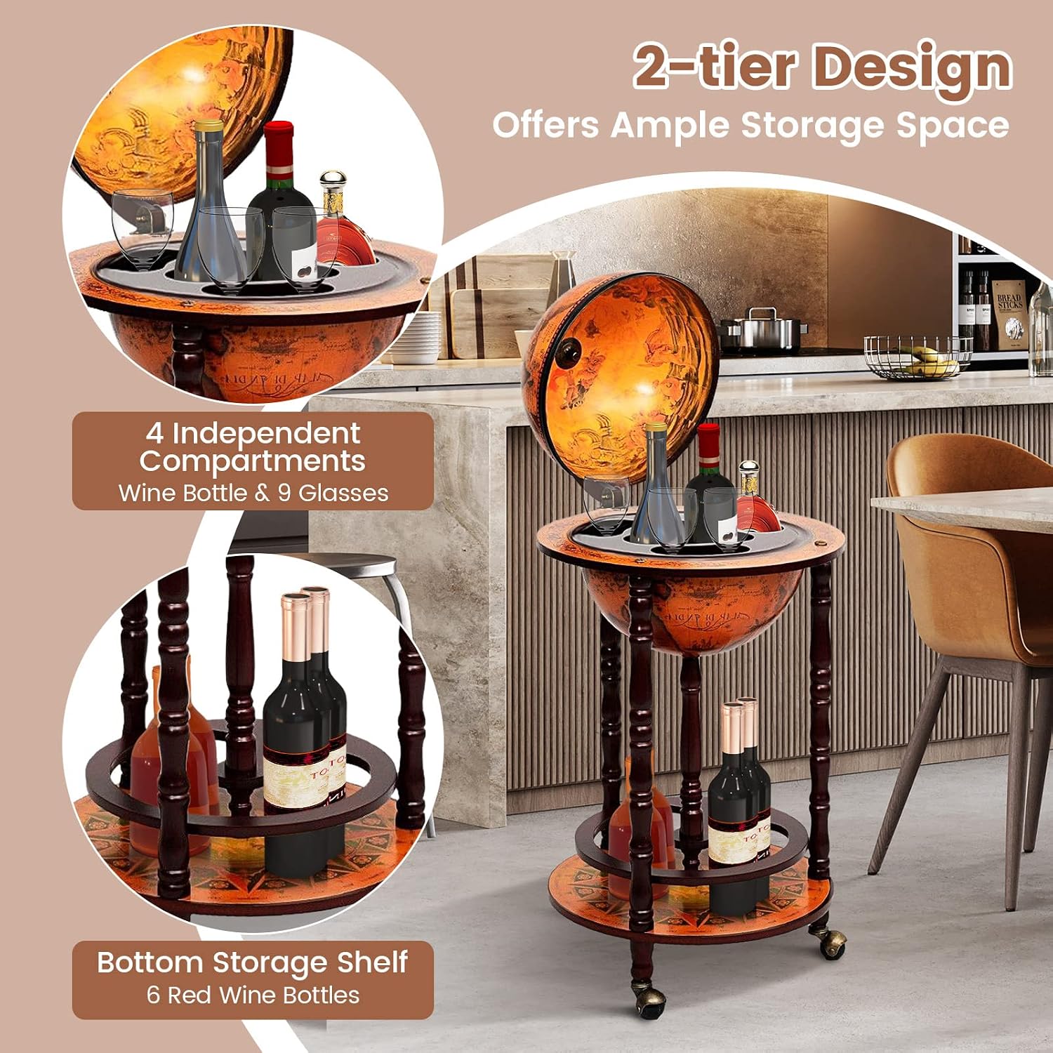 Tekerlekli Depolama Alt Raflı  - Home Bar Shelf incelemesi ve fiyatı