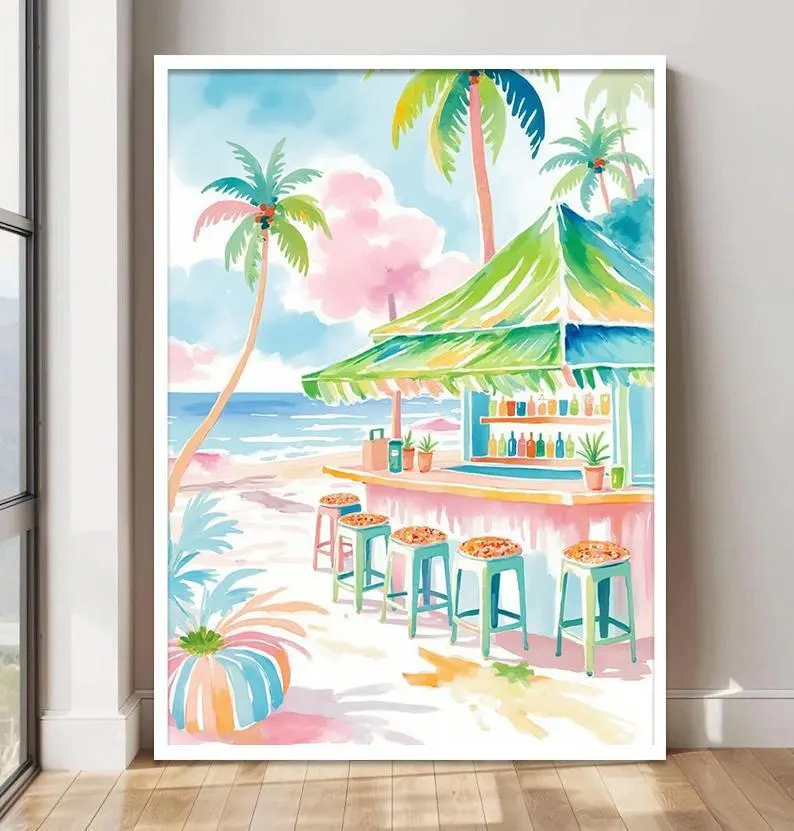 Boho Tropikal Suluboya Duvar S - Home Bar Set incelemesi ve fiyatı